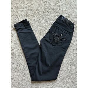 Rock Revival Sundee Mid-Rise Stretch Slim Fit Skinny Jeans Black Women's Size 25